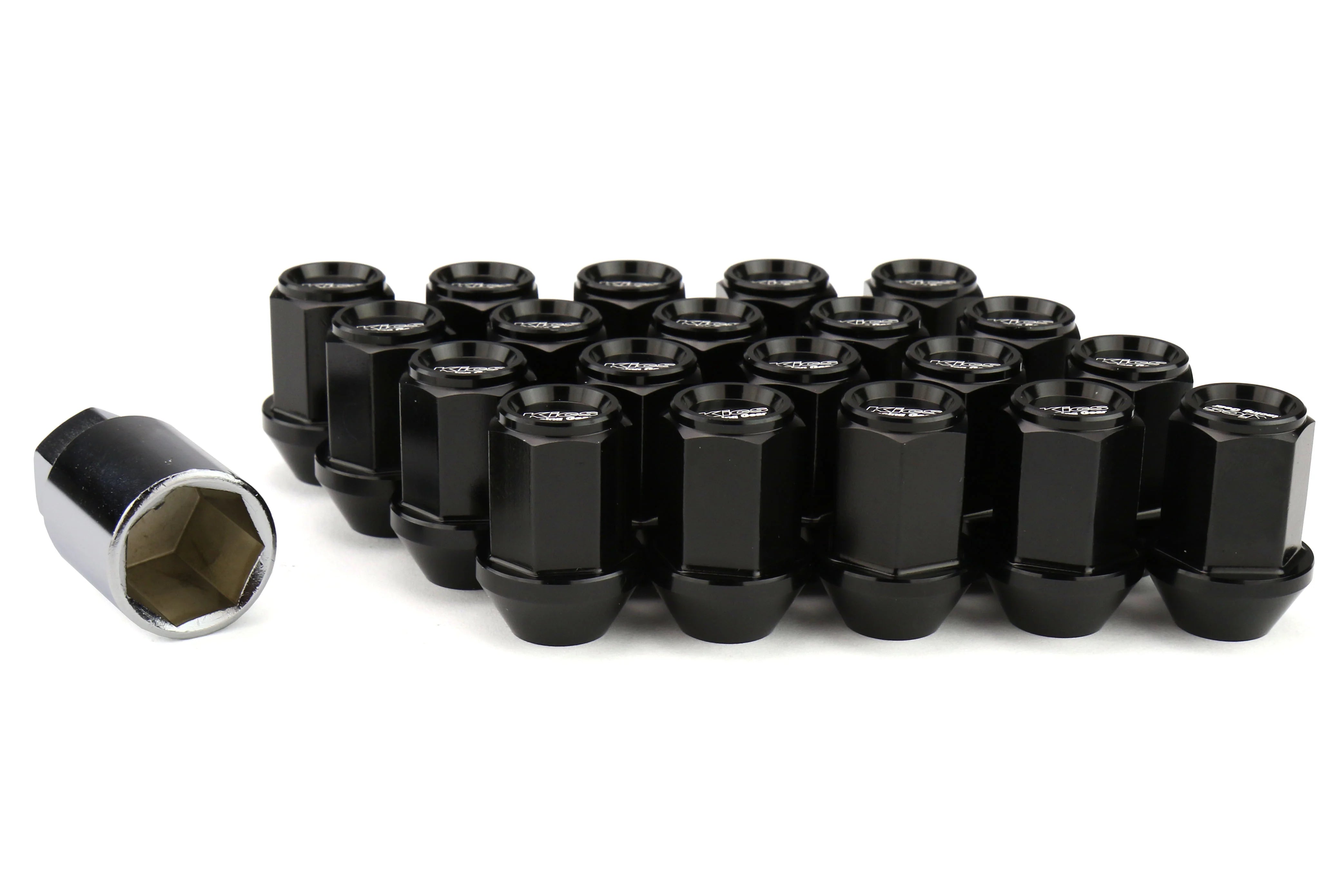 Project Kics 12X1.50 Black Leggdura Racing Lug Nuts (Laser Logo) | 16 lugs + 4 locks