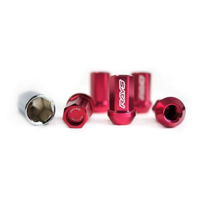 Rays Dura Nut L42 Red Lug Nuts and Locks in M14x1.5